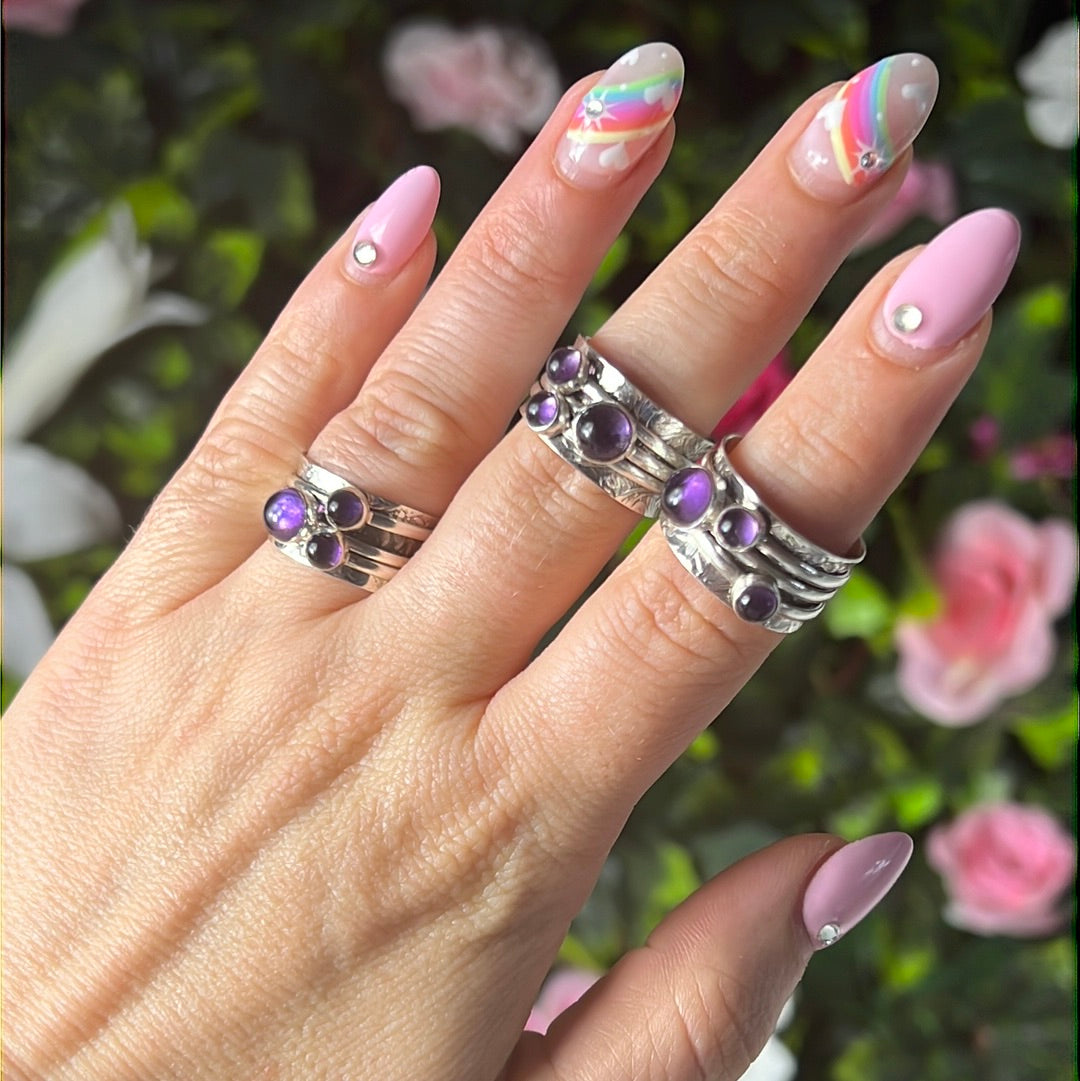 Trio Fidget Spinner Ring - Sterling Silver 925 - Size L 1/2