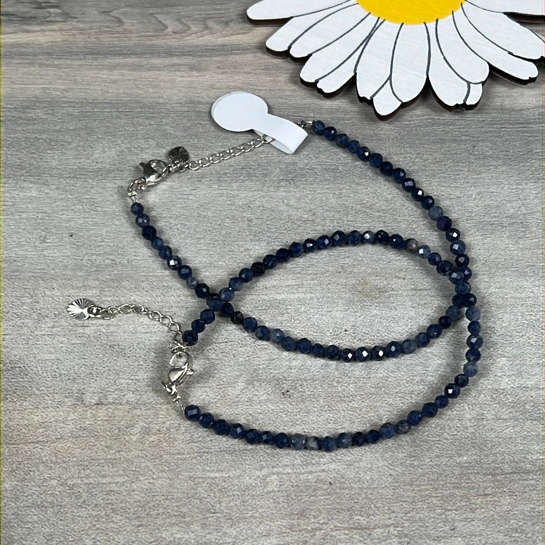 Sapphire Facet Bracelet -sterling adjustable