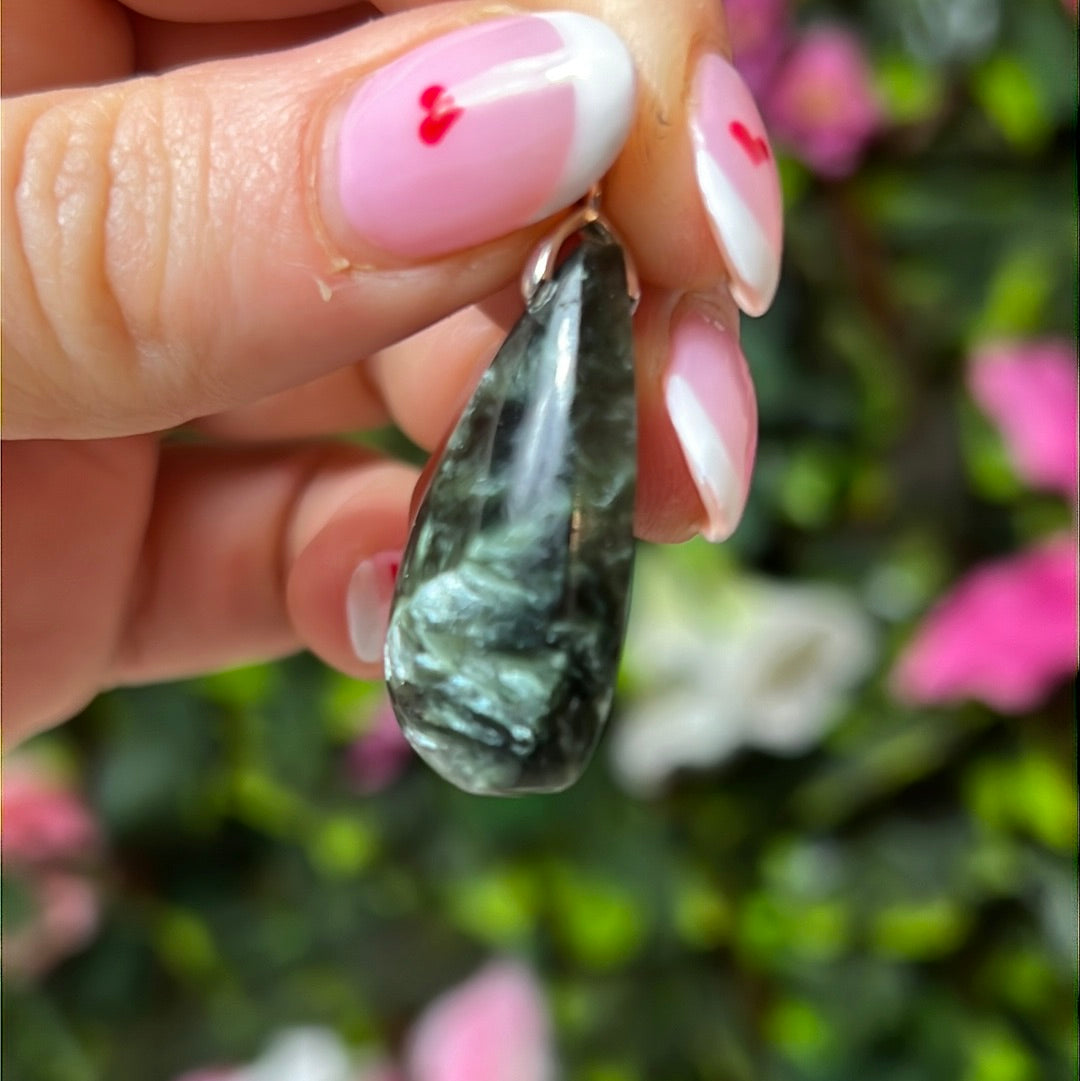 Seraphinite Pendant 925 Sterliing Silver