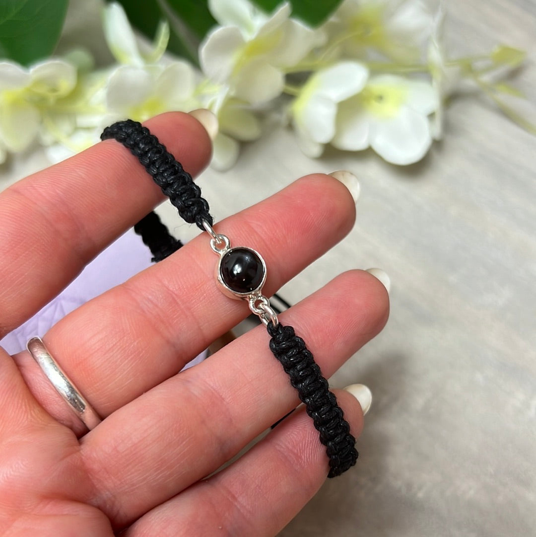 Black Star Sapphire Sterling 925 Adjustable Bracelet