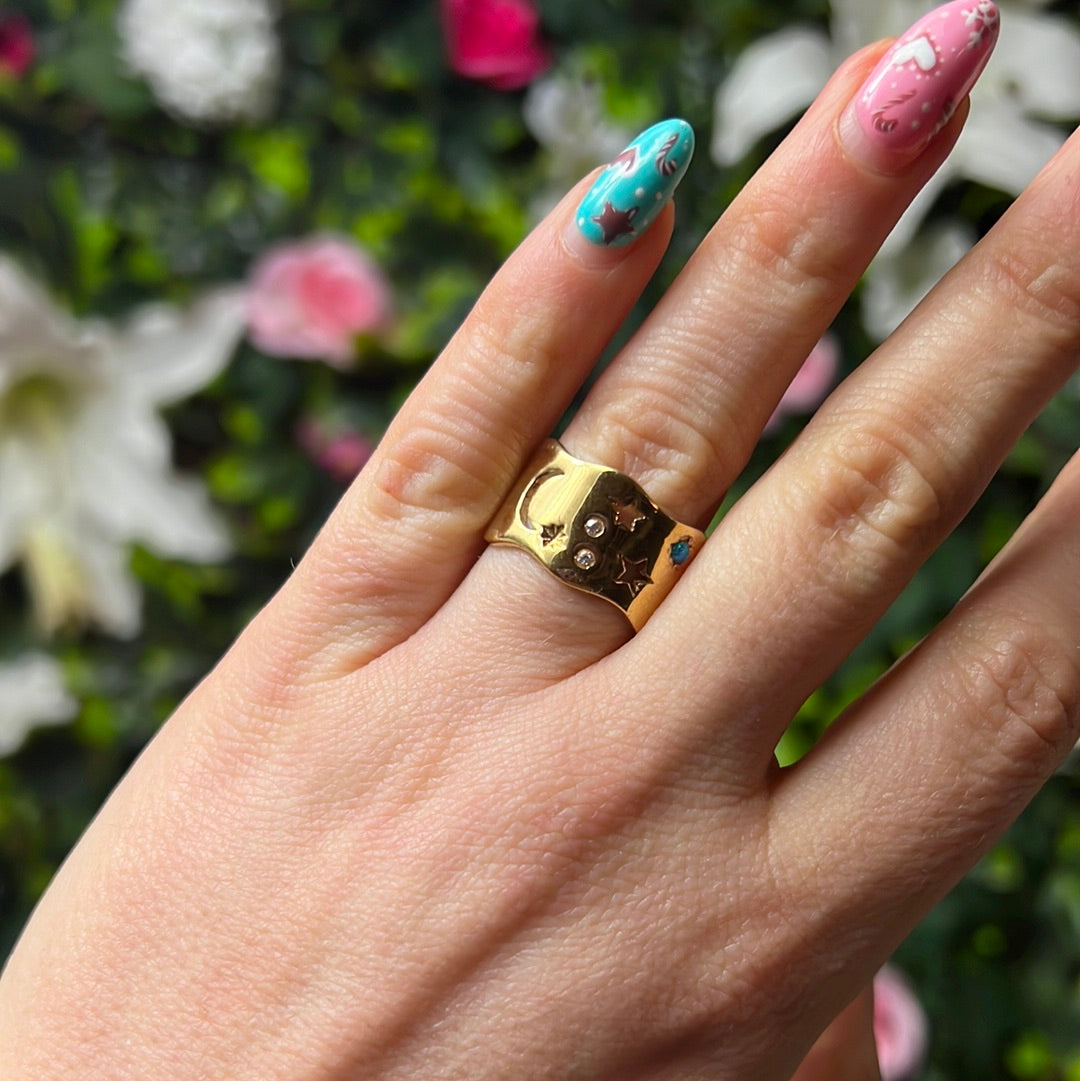 Tala Lani Opal Moon - 22ct Gold Plated 925 Sterling Ring