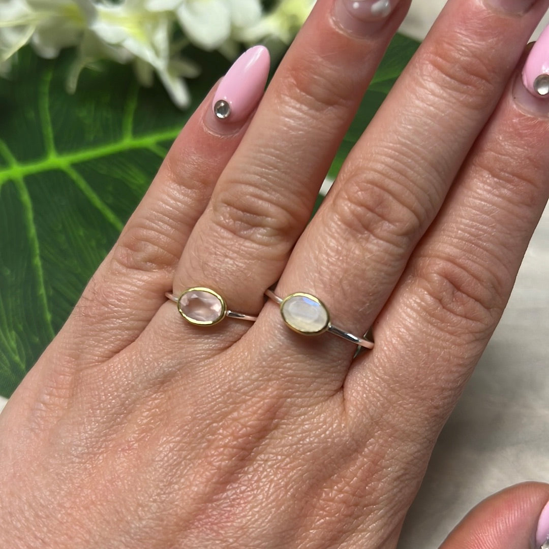 18K Gold & 925 Silver Combo Oval Ring