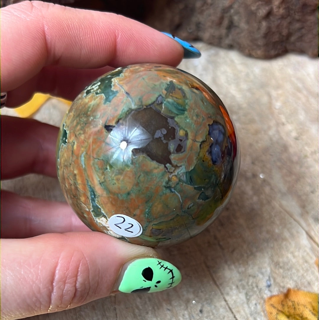Rhyolite Rainforest Jasper Sphere