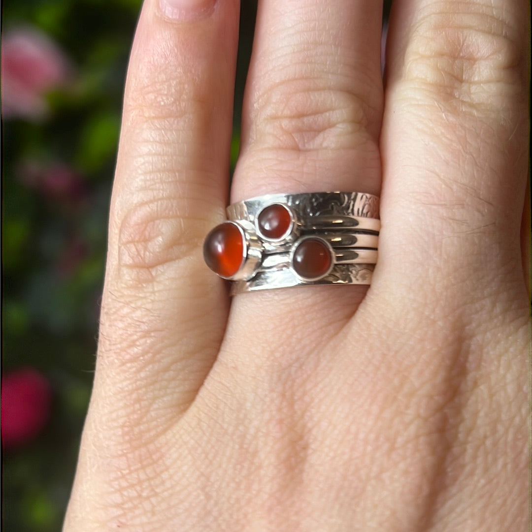 Trio Fidget Spinner Ring - Sterling Silver 925 Size M