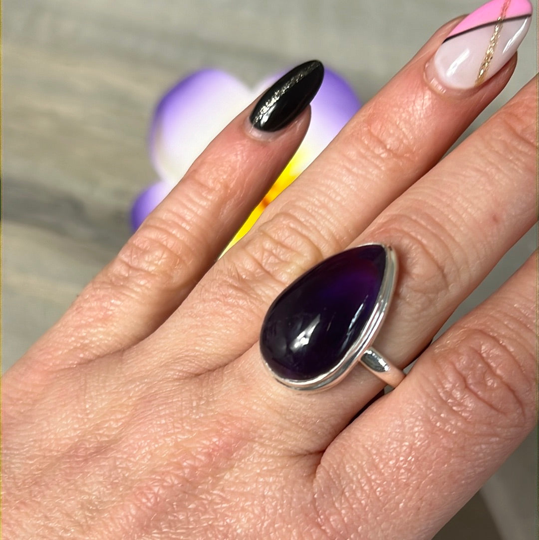 Amethyst 925 Silver Ring -  Size N 1/2
