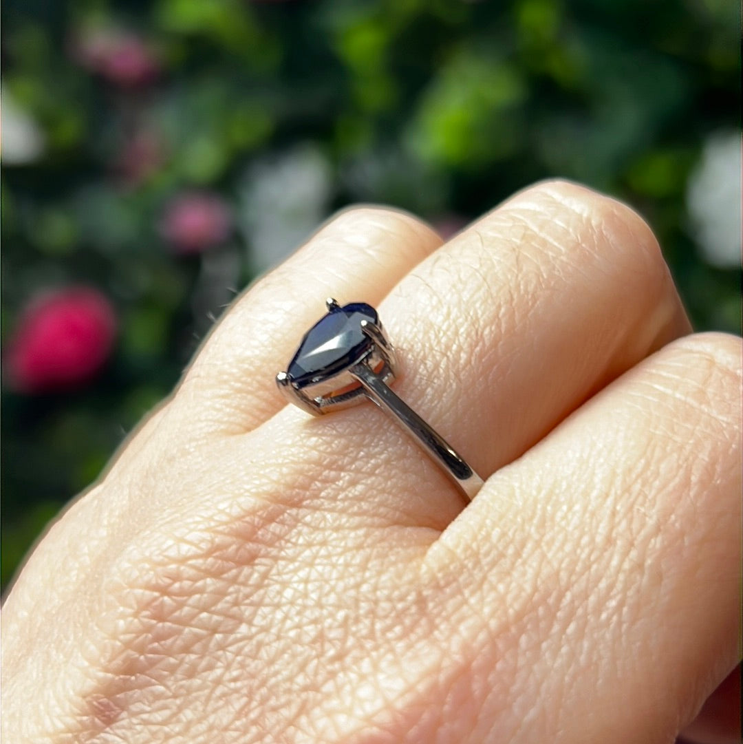 Sapphire AA GRADE 925 Sterling Silver Ring - Size Q