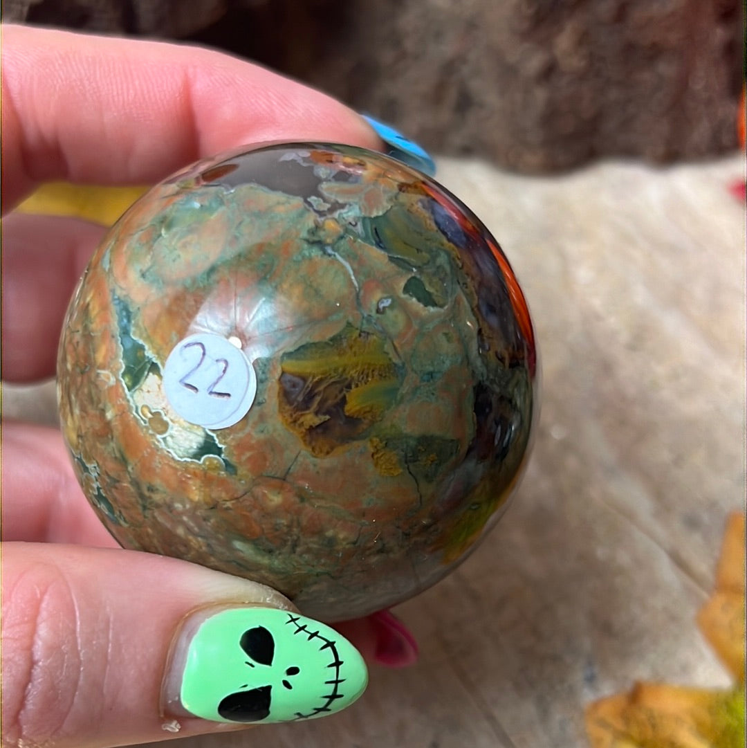 Rhyolite Rainforest Jasper Sphere