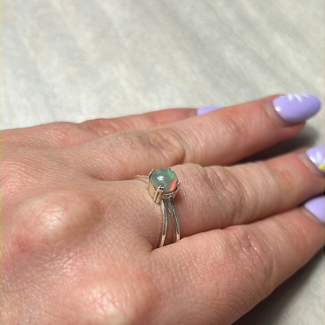 Ethiopian Opal 925 Sterling Silver Ring - Size P