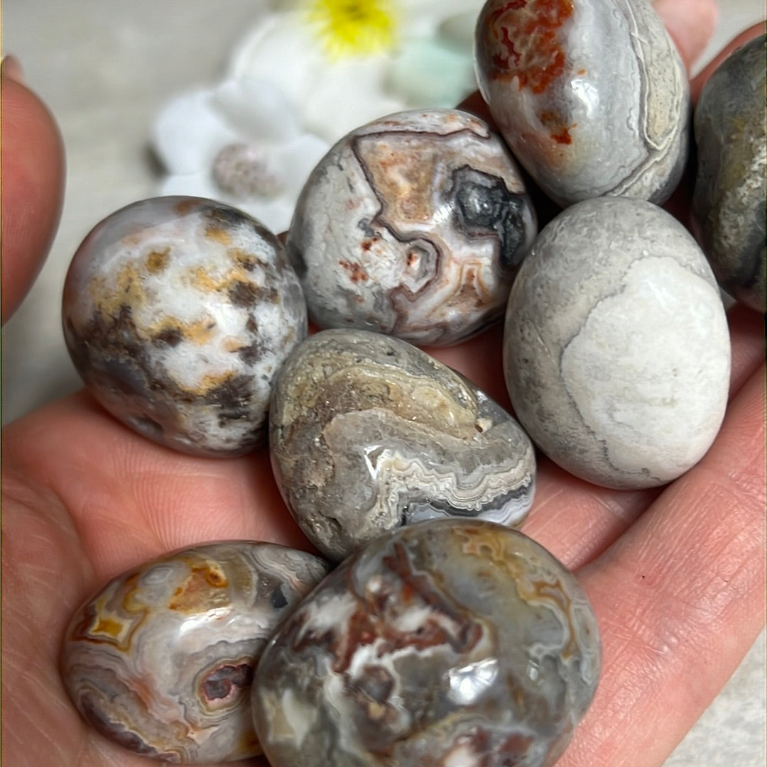 Mexican Agate Small polished tumble tumblestone crazy lace
