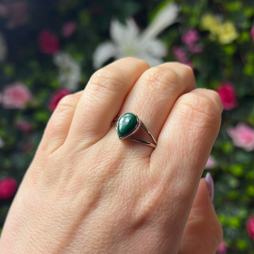 Malachite 925 Sterling Silver Ring -  Size Z + 1 1/2
