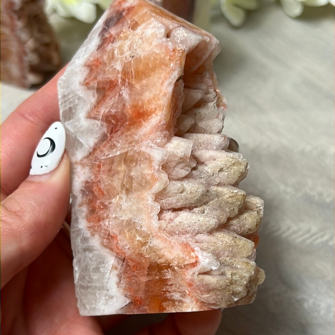 Sunstone, Orchid & Orange Calcite Druzy Tower Points