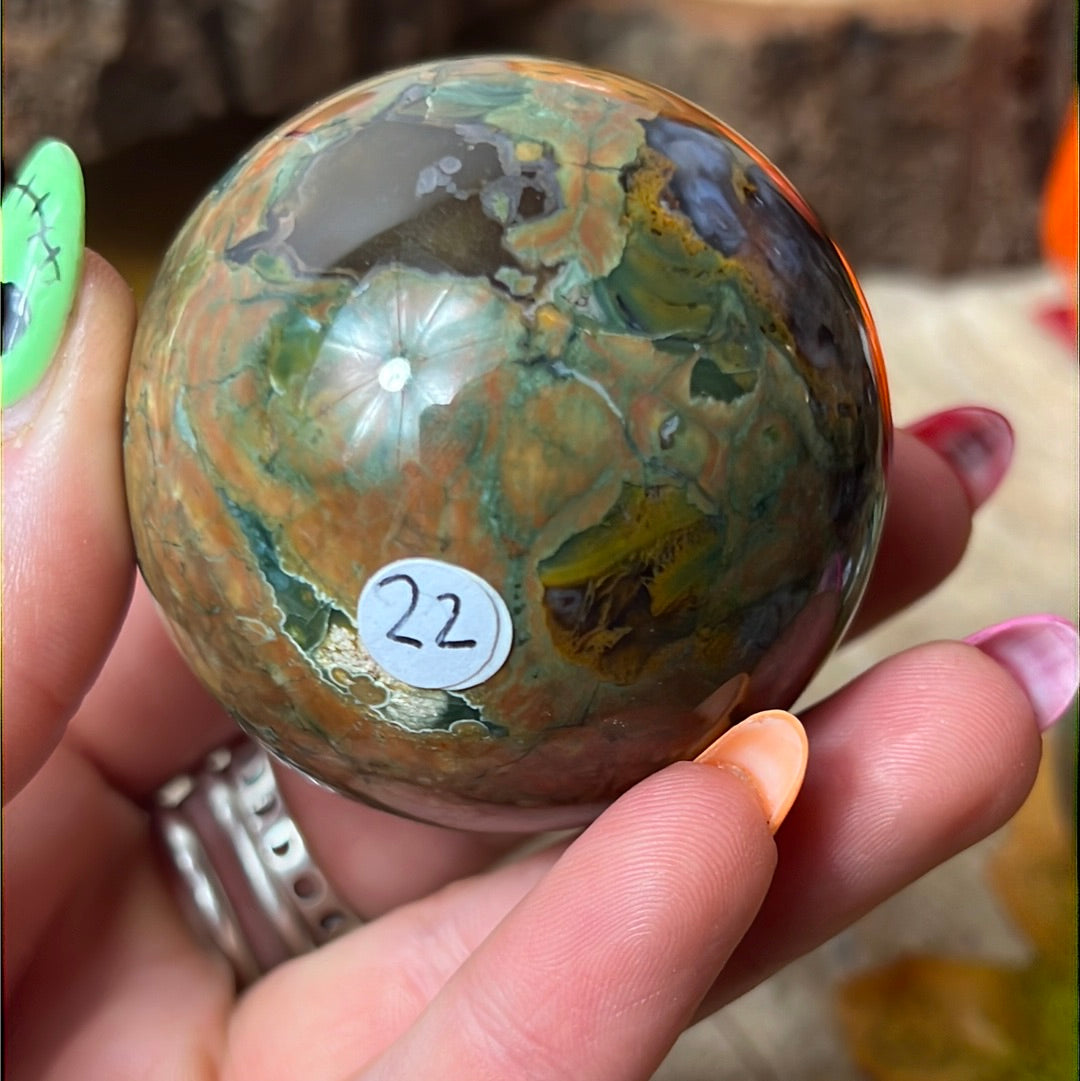 Rhyolite Rainforest Jasper Sphere