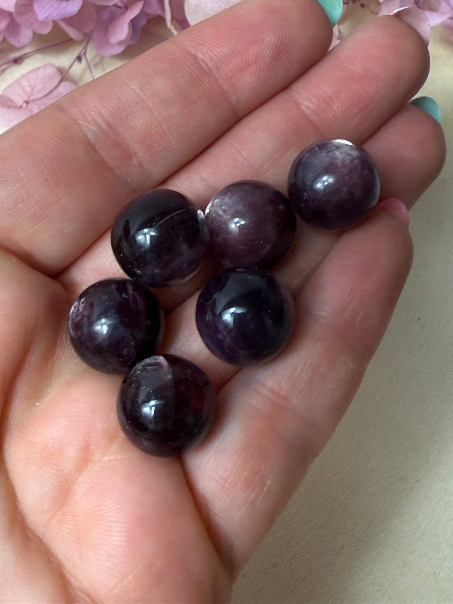 Mini gem lepidolite sphere