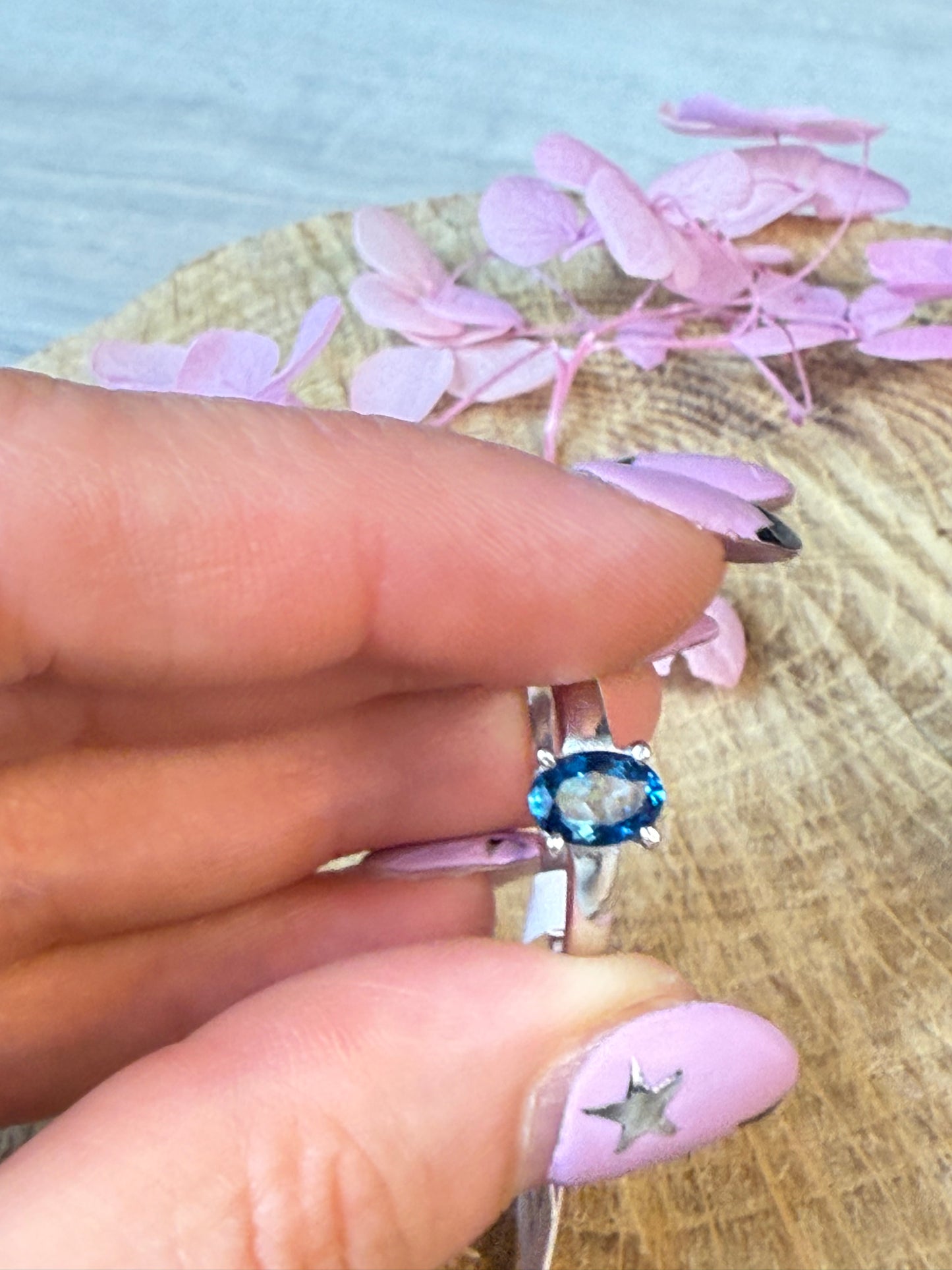 London Blue Topaz 925 Ring - Size P 1/2