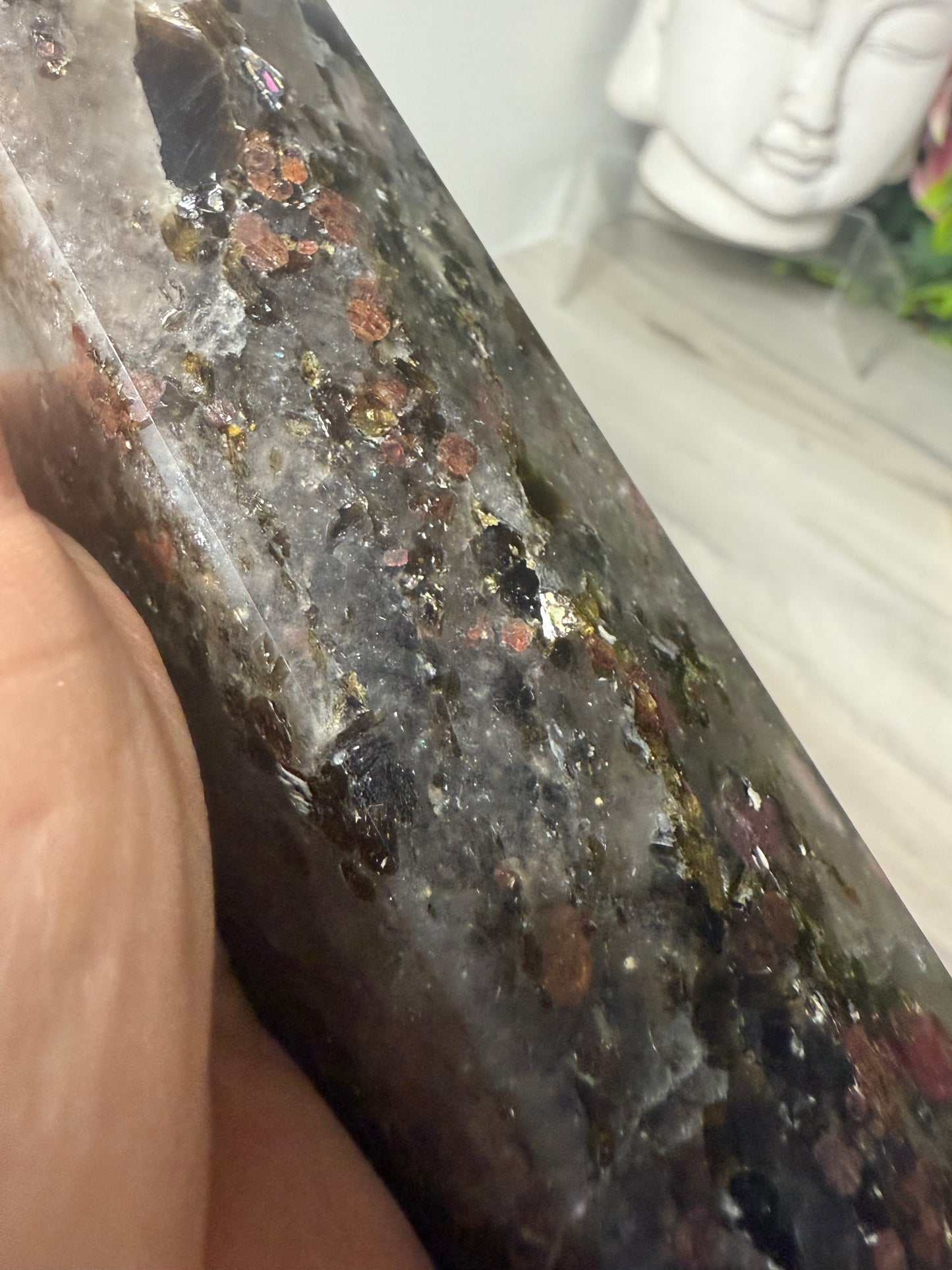 RARE Smokey with garnet & mica Tower Point
