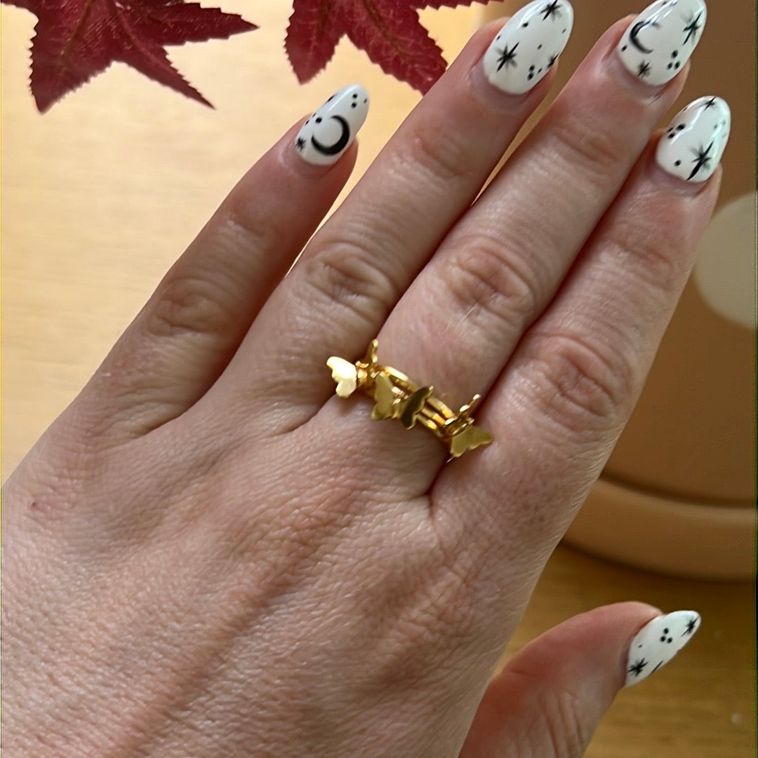 18K GOLD Trio Butterfly Stacker Ring