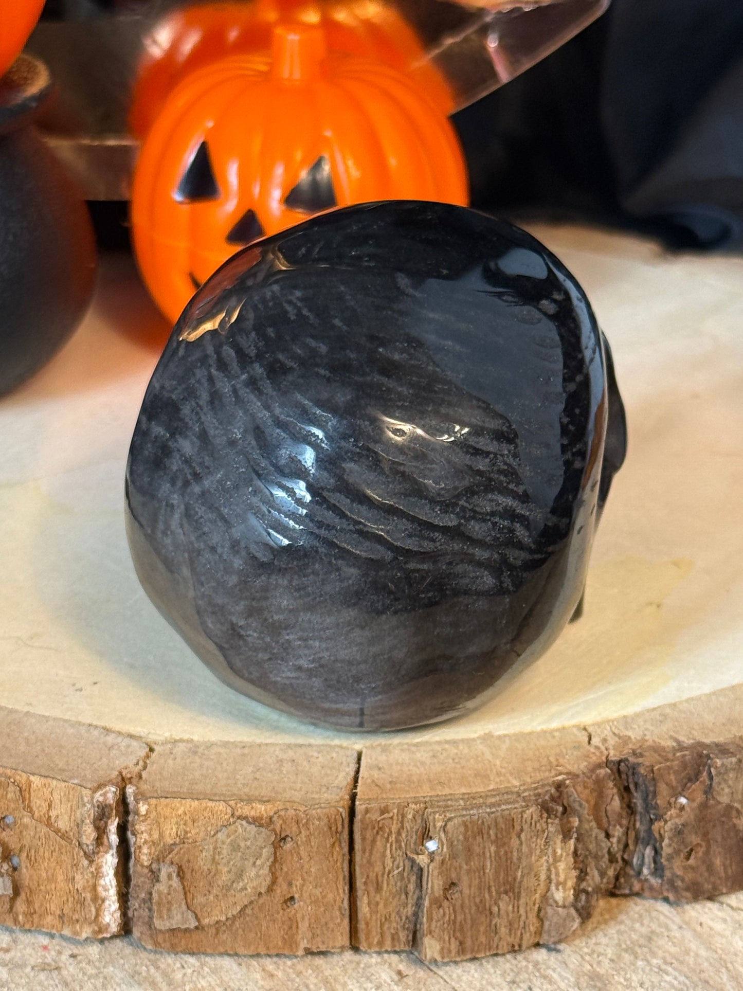 Silver Obsidian Skull