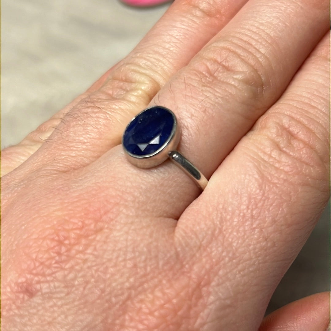 Kyanite Facet 925 Silver Ring -  Size O