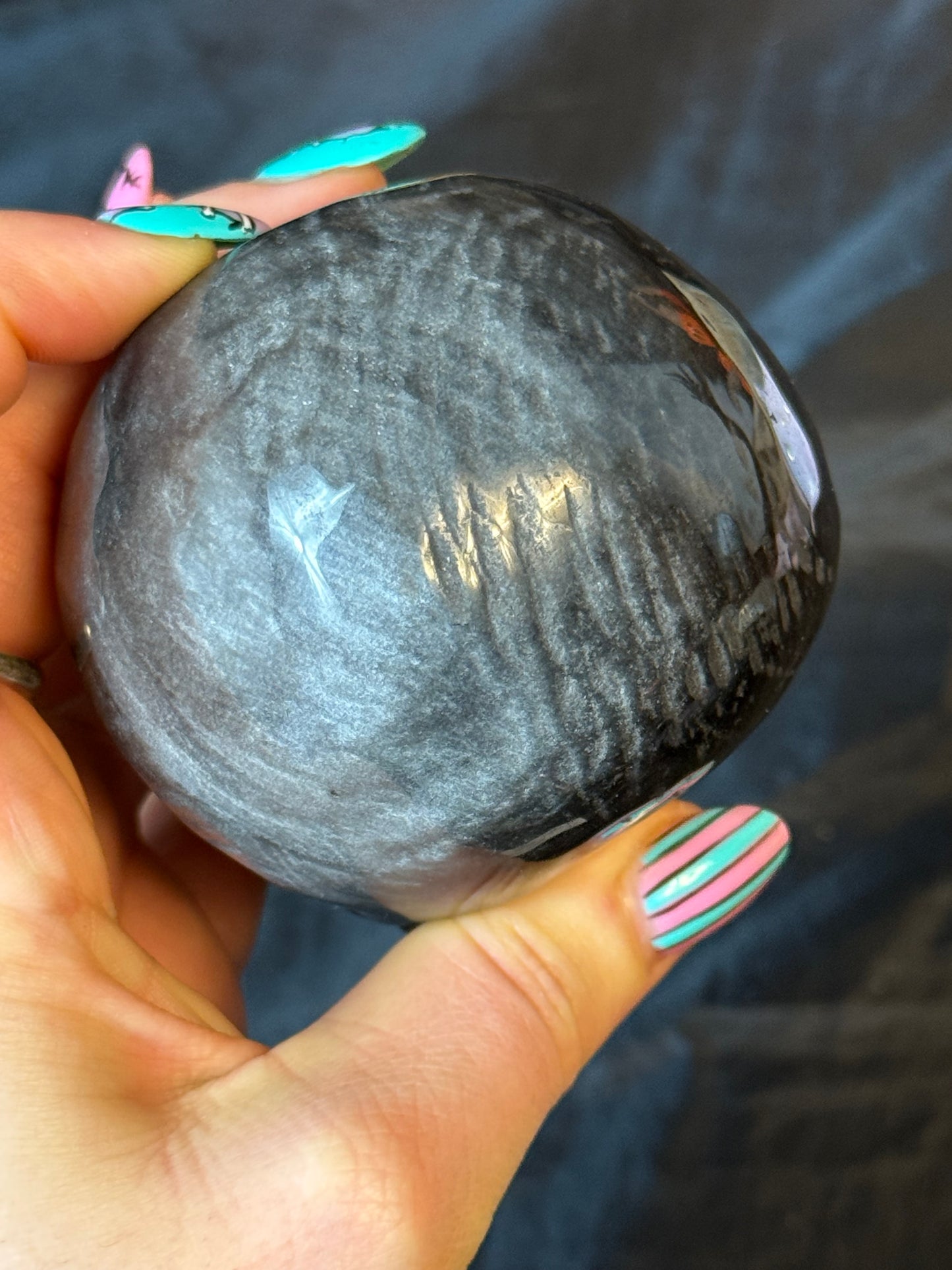 Silver Obsidian Skull