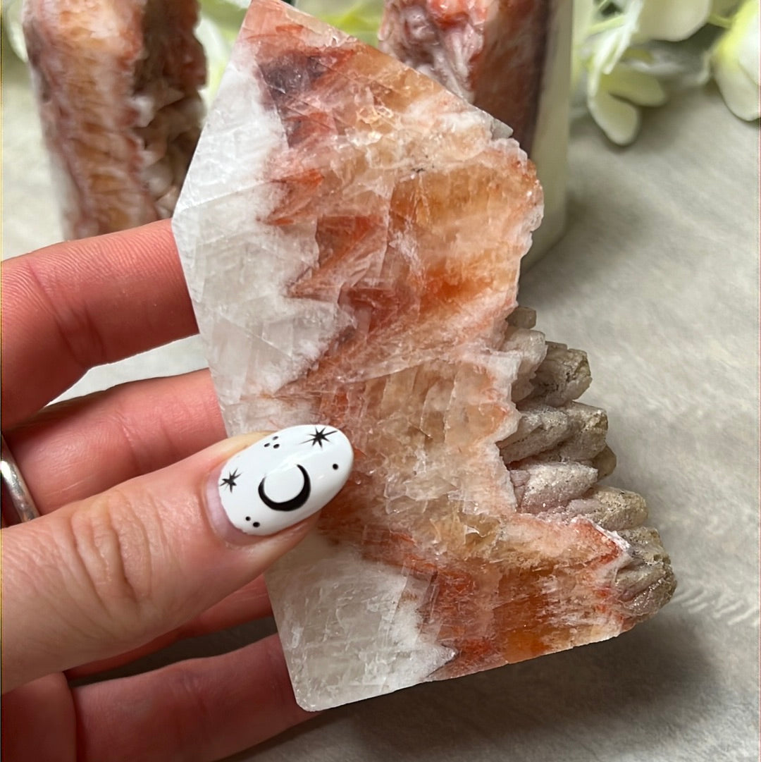 Sunstone, Orchid & Orange Calcite Druzy Tower Points
