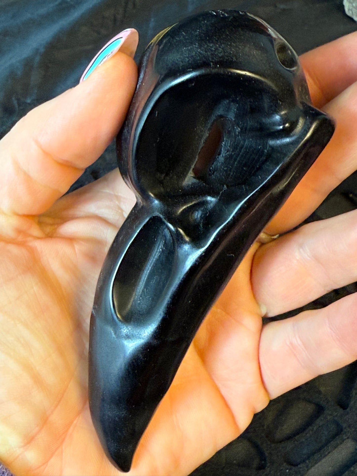 Large Obsidian Raven Crow Skull