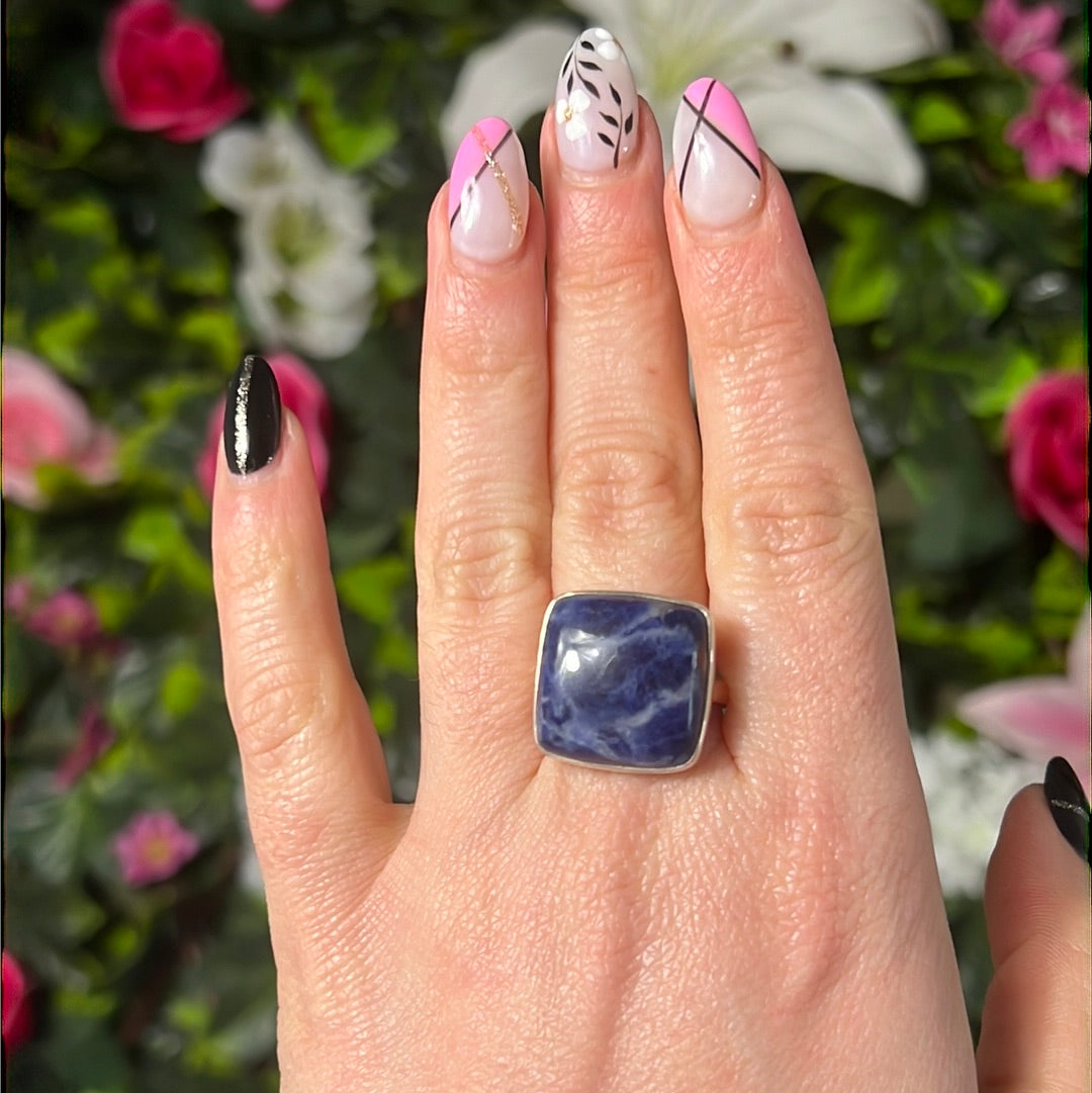 Sodalite 925 Silver Ring -  Size S