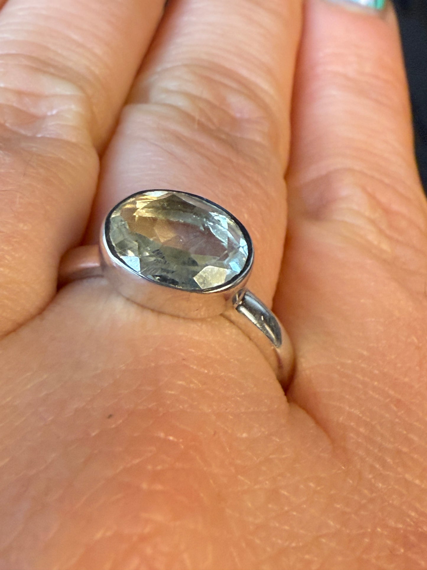 Prasolite 925 Ring - Size R 1/2 - S Green Amethyst