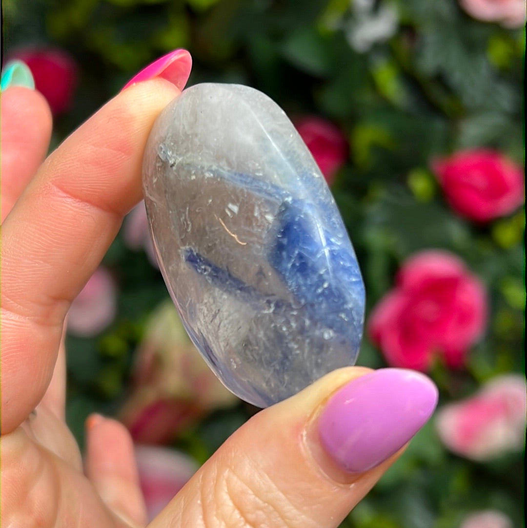 Kyanite in Clear Quartz Palm - rare find