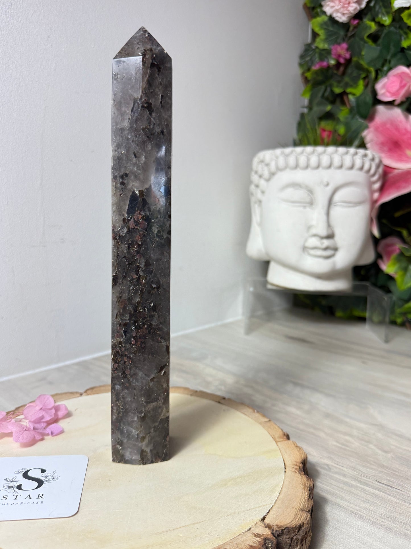 RARE Smokey with garnet & mica Tower Point