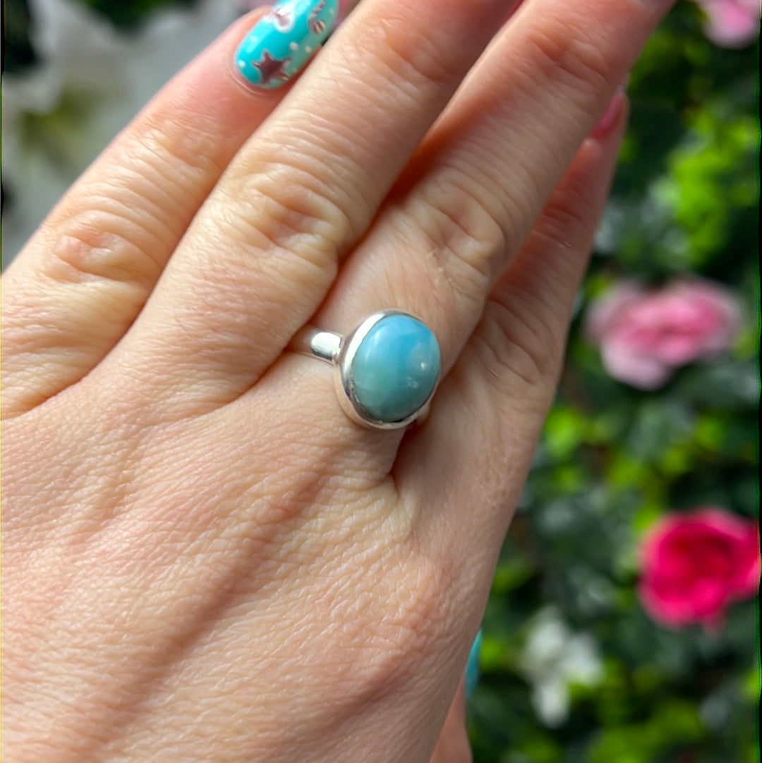 Larimar 925 Sterling Silver Ring - Size Q