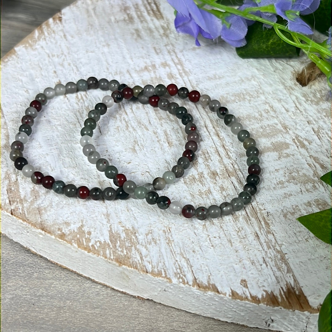 4mm African Bloodstone Bead Bracelet