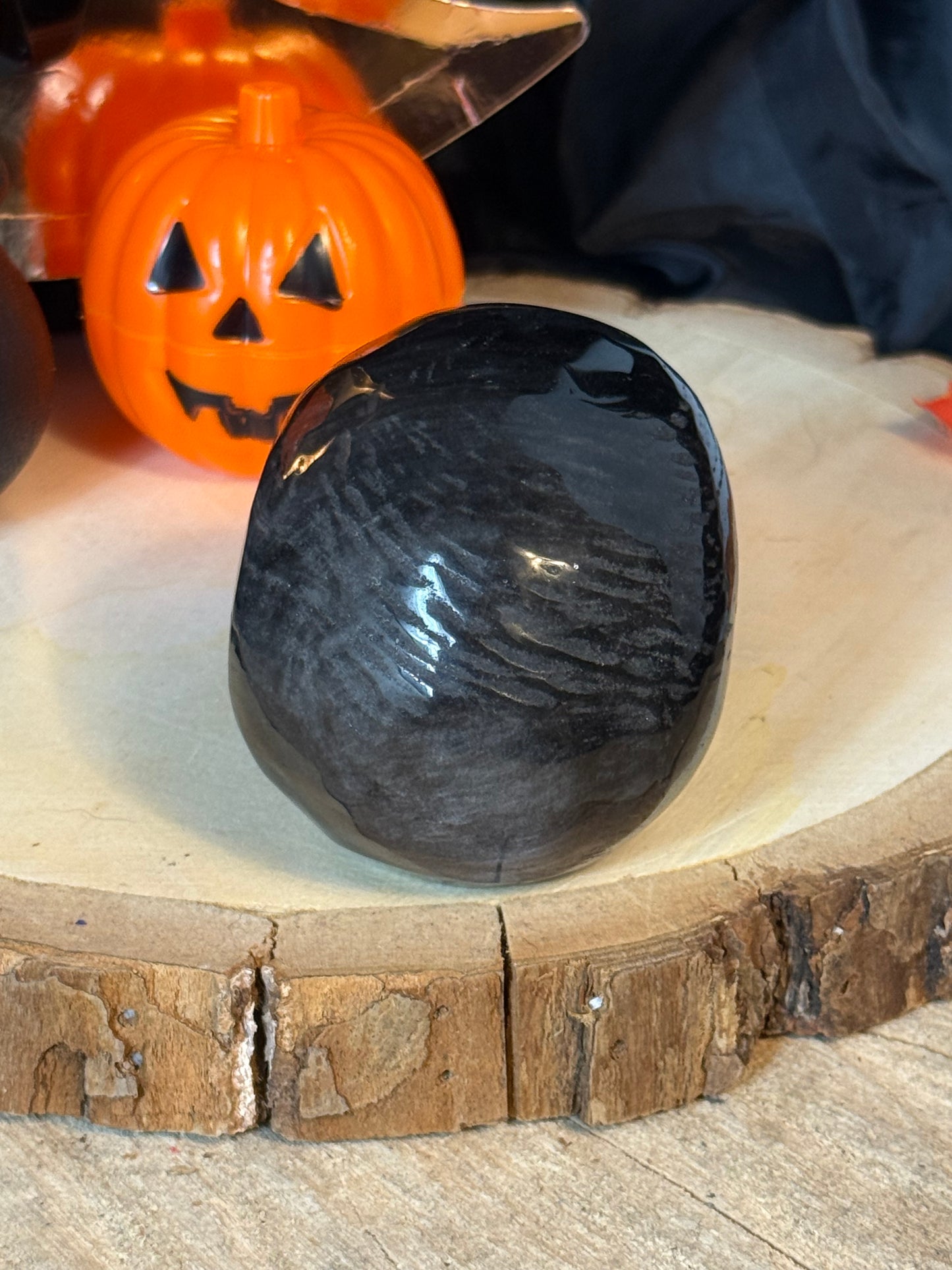 Silver Obsidian Skull