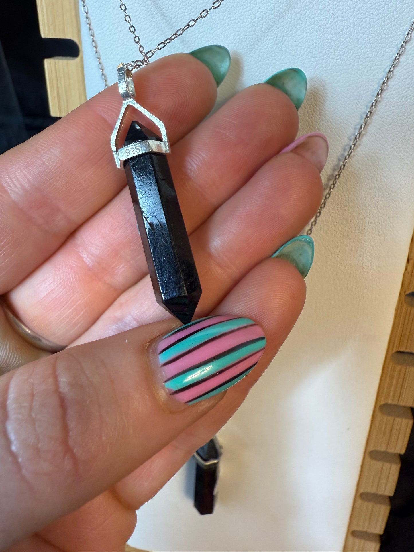 Black Tourmaline Point 925 Pendant