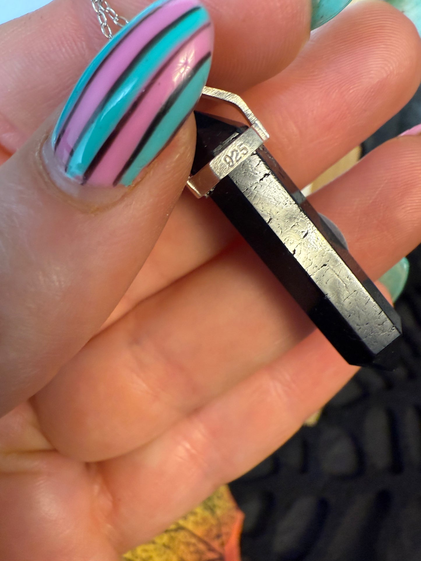 Black Tourmaline Point 925 Pendant