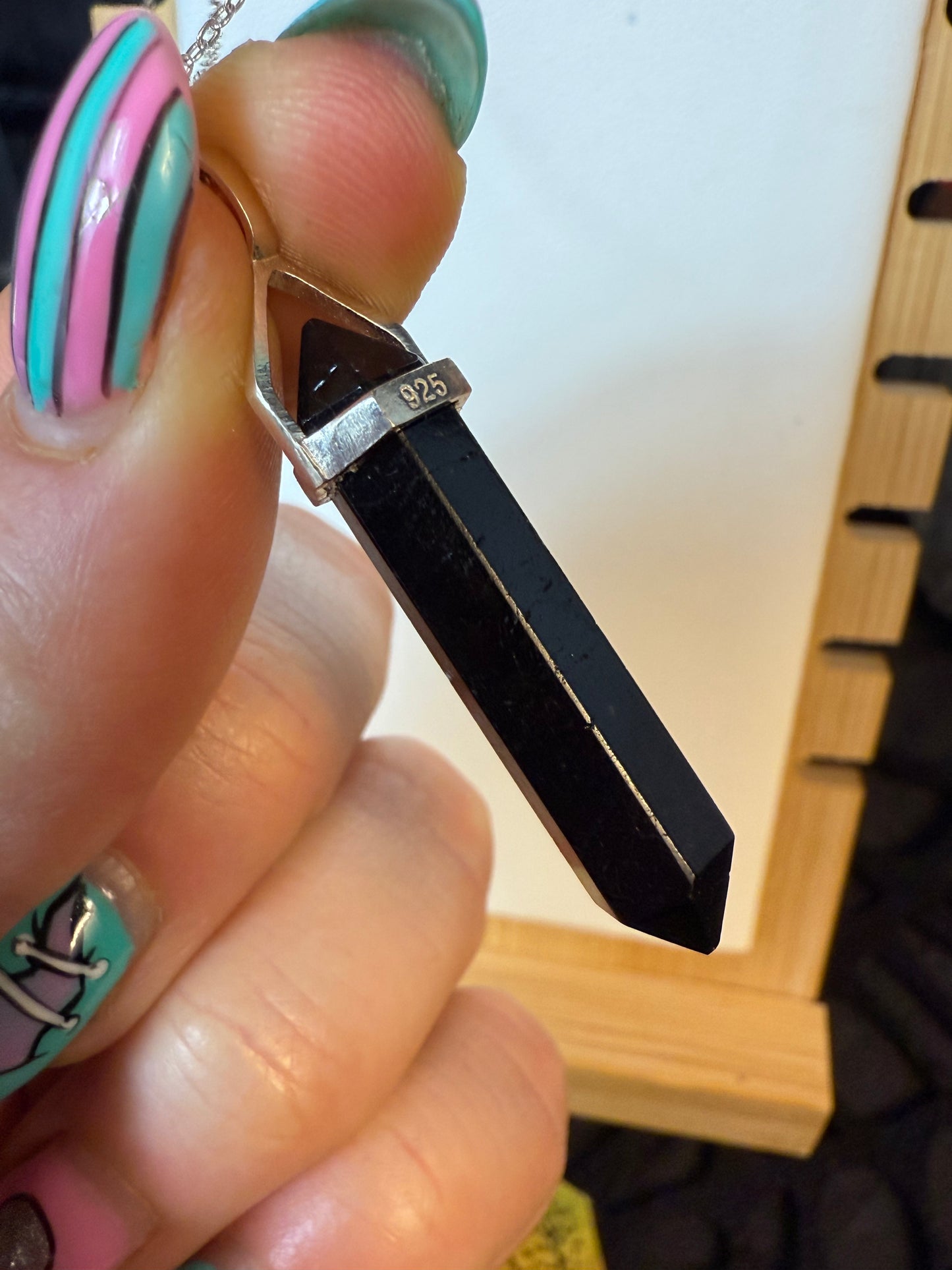 Black Tourmaline Point 925 Pendant