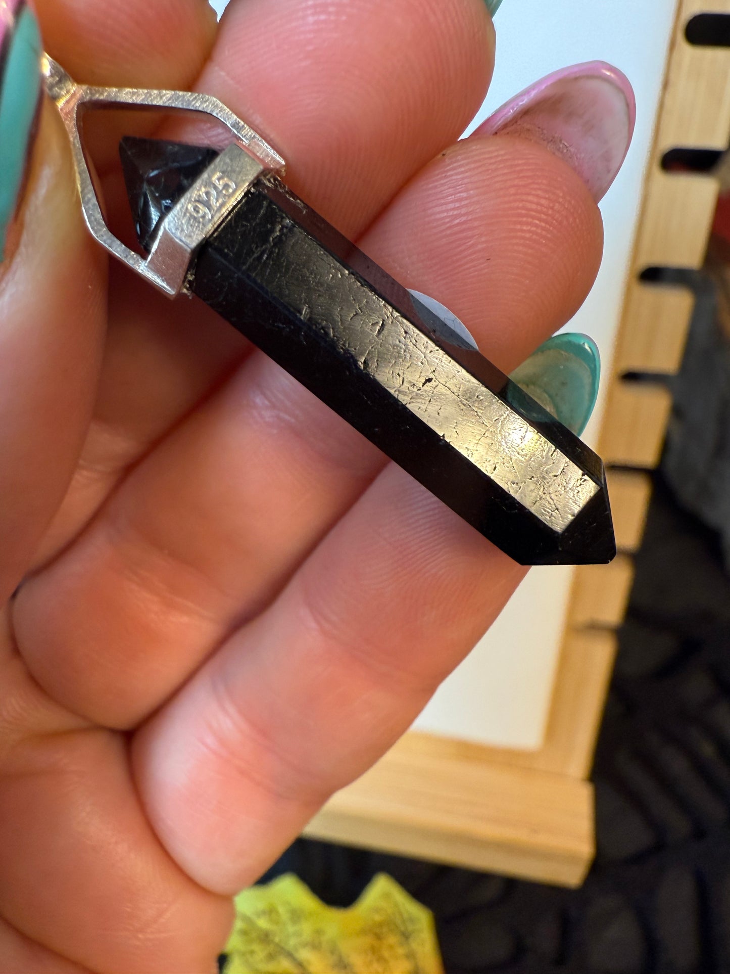 Black Tourmaline Point 925 Pendant