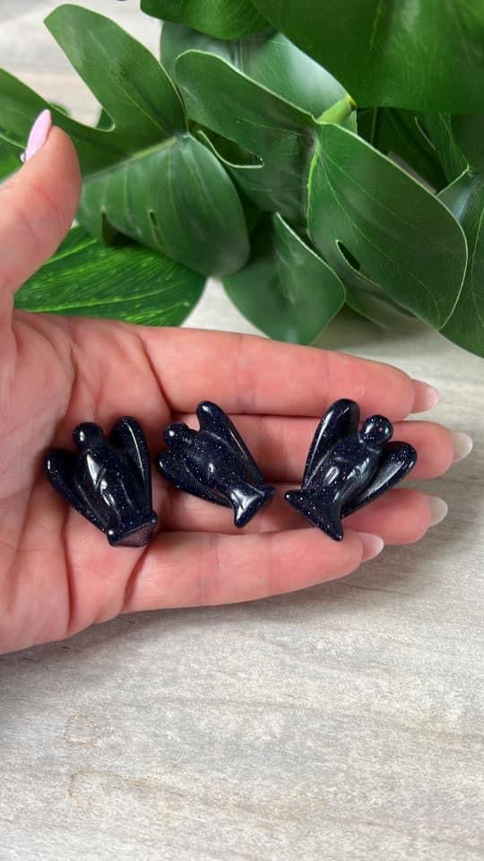 Pocket Angel - blue goldstone gold stone