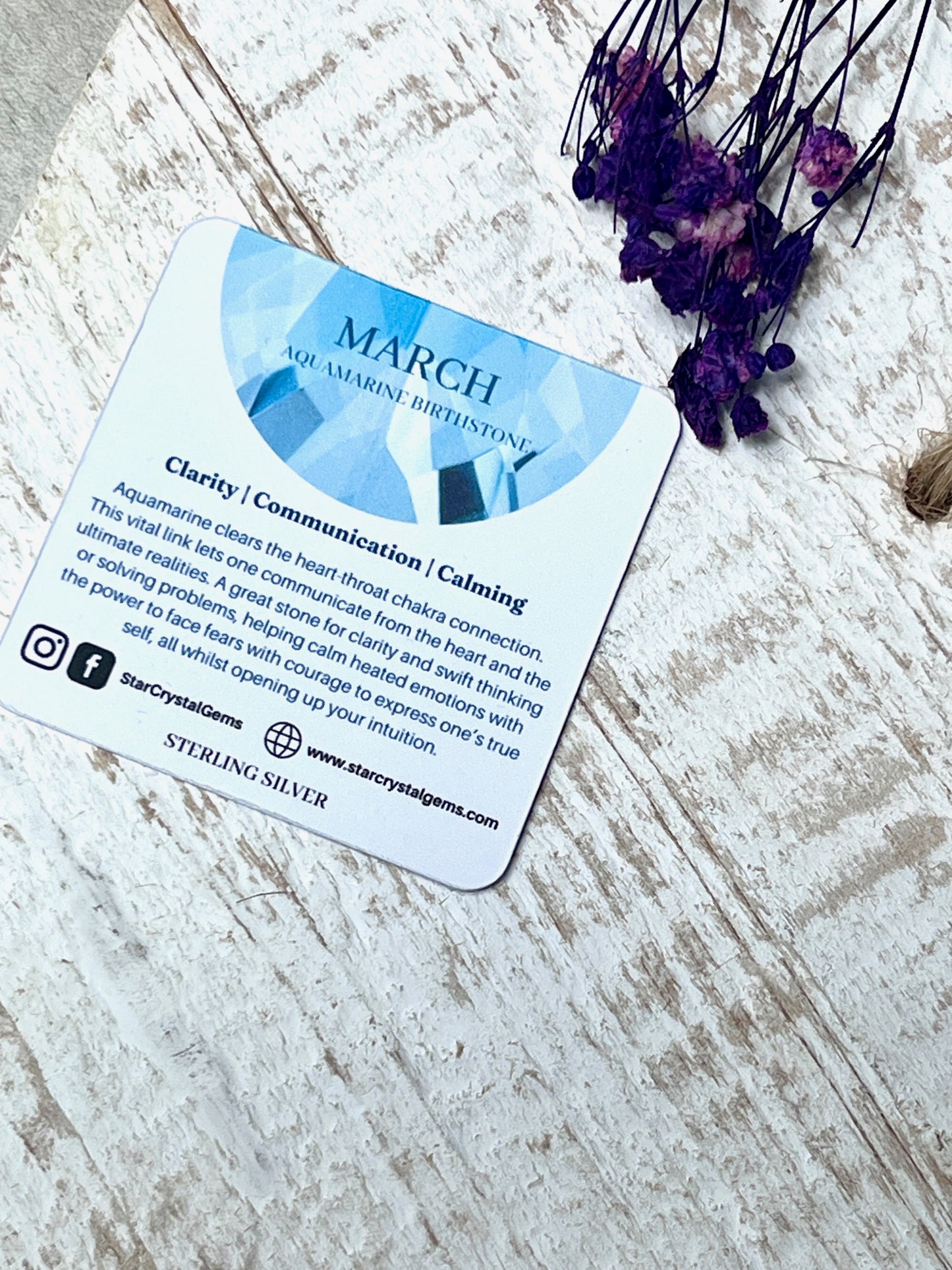 March Aquamarine Silver Birthstone & Personalised Initial Necklace - 925 Sterling Silver Birthday Gift
