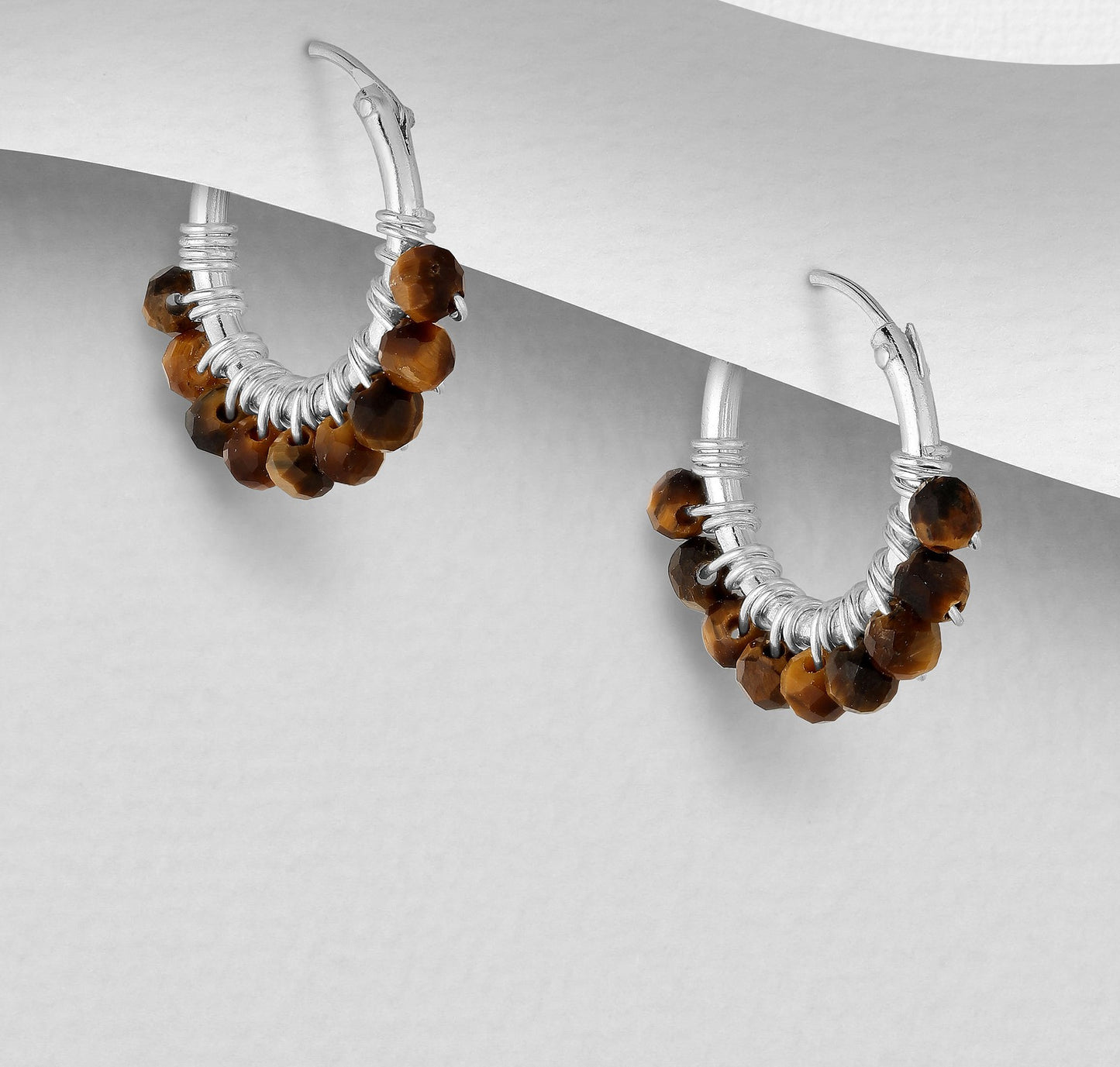 Boho Crystal Hoops Small Sterling Silver Earrings Huggies