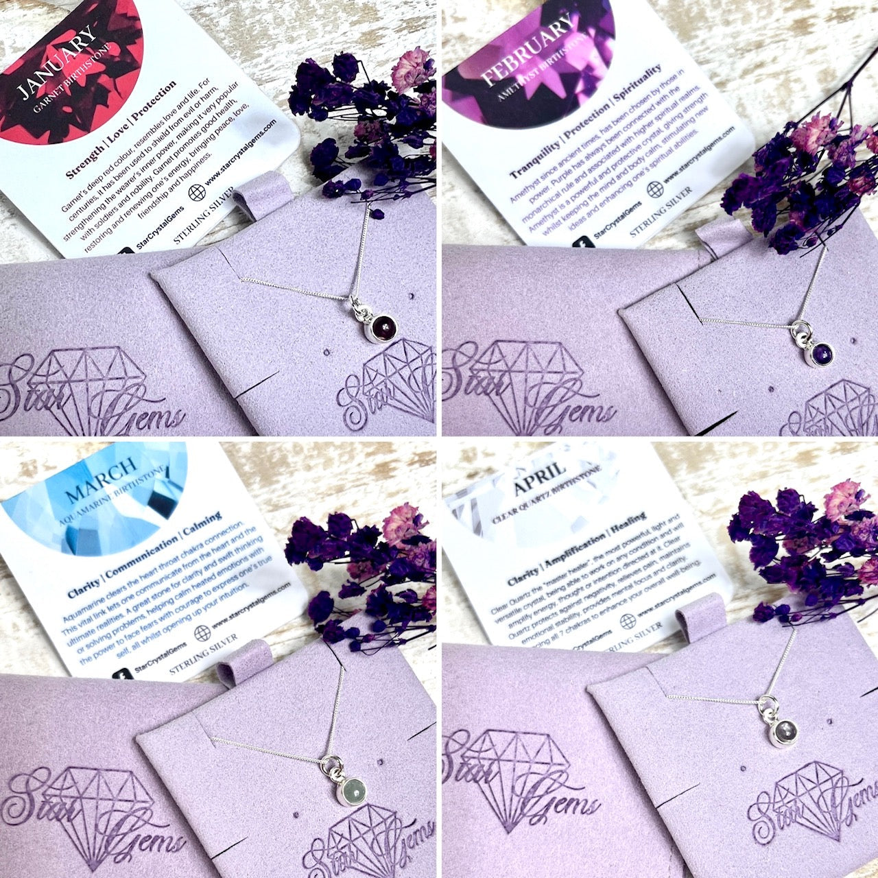 March Aquamarine Silver Birthstone & Personalised Initial Necklace - 925 Sterling Silver Birthday Gift