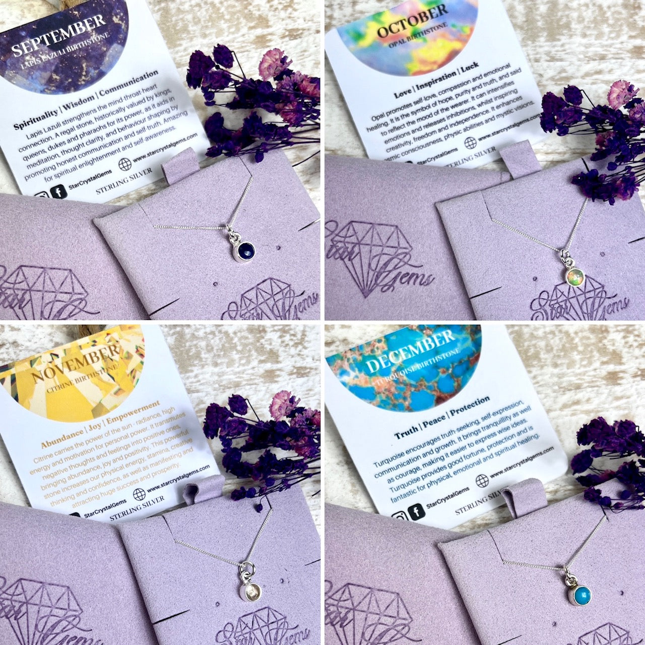 October Opal Silver Birthstone & Personalised Initial Necklace - 925 Sterling Silver Birthday Gift