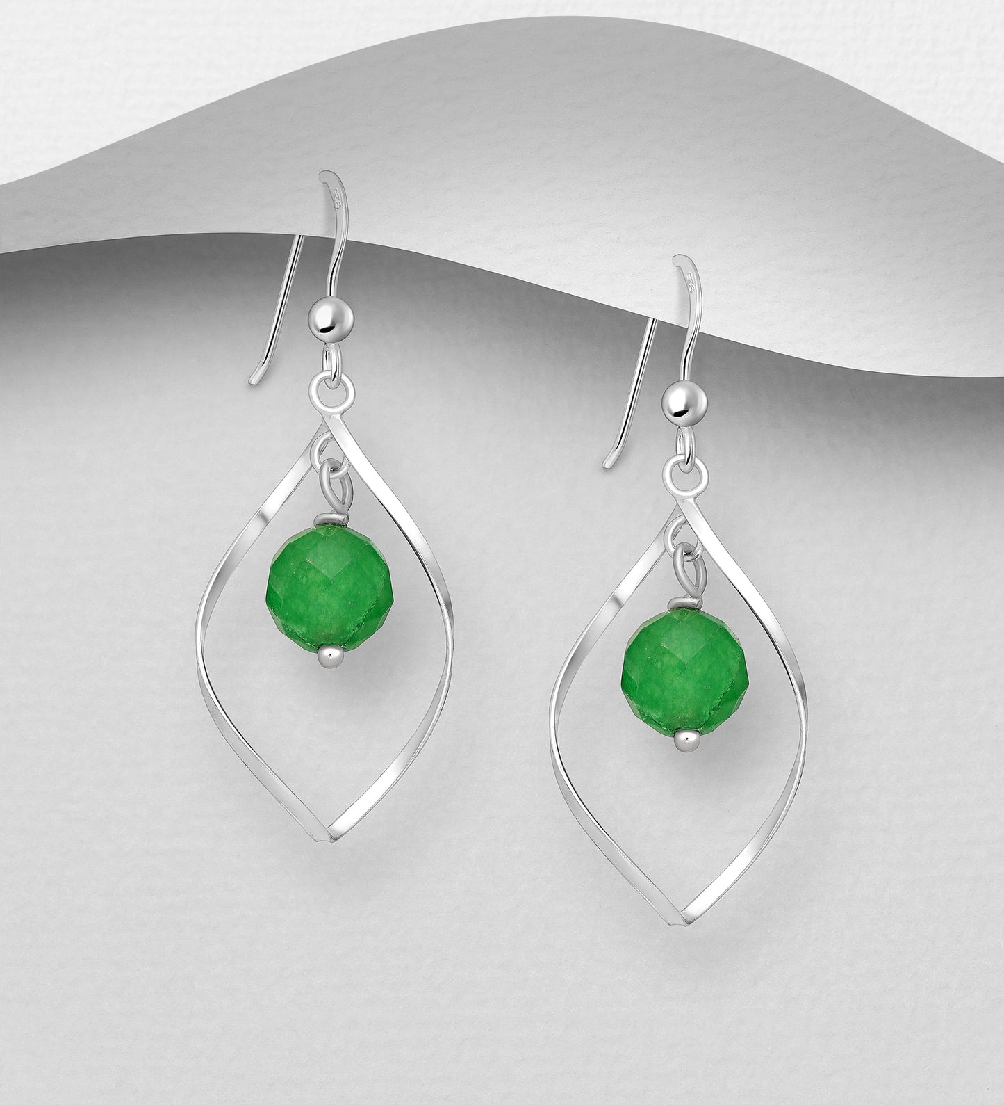 Swirl Gemstone - 925 Sterling Silver Earrings