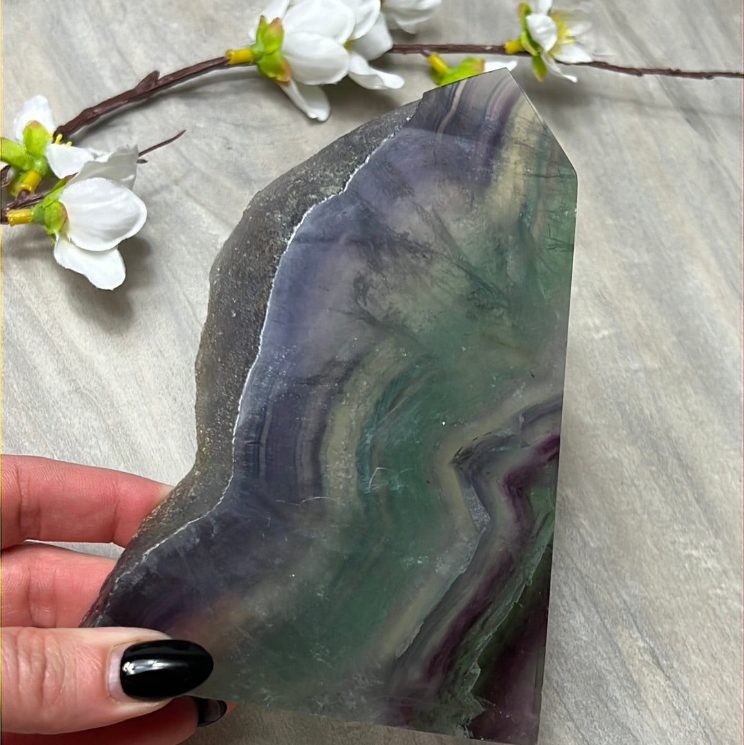 Large Druzy Fluorite Tower Point