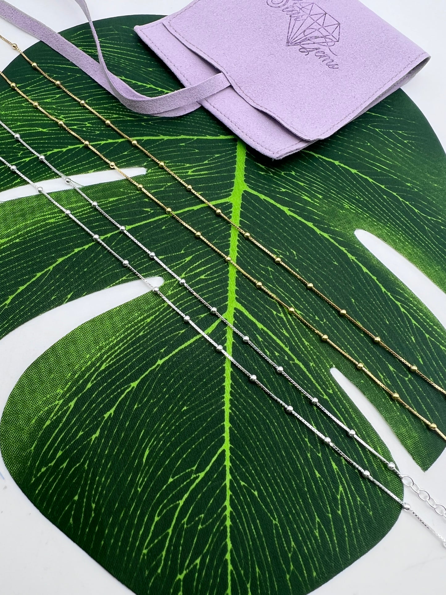 Satellite Anklet - 925 Sterling Silver & 18K Gold