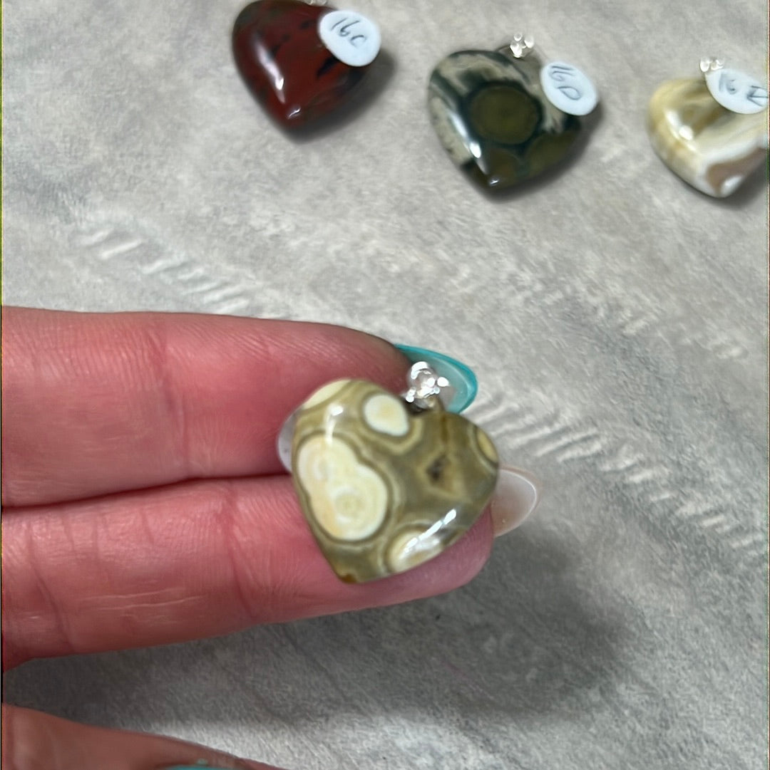 Ocean Jasper 925 Sterling Silver Heart Pendant