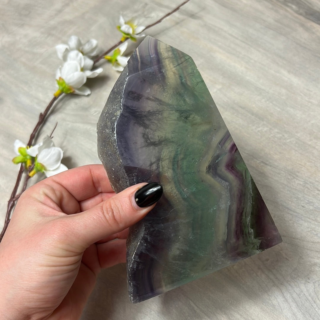 Large Druzy Fluorite Tower Point