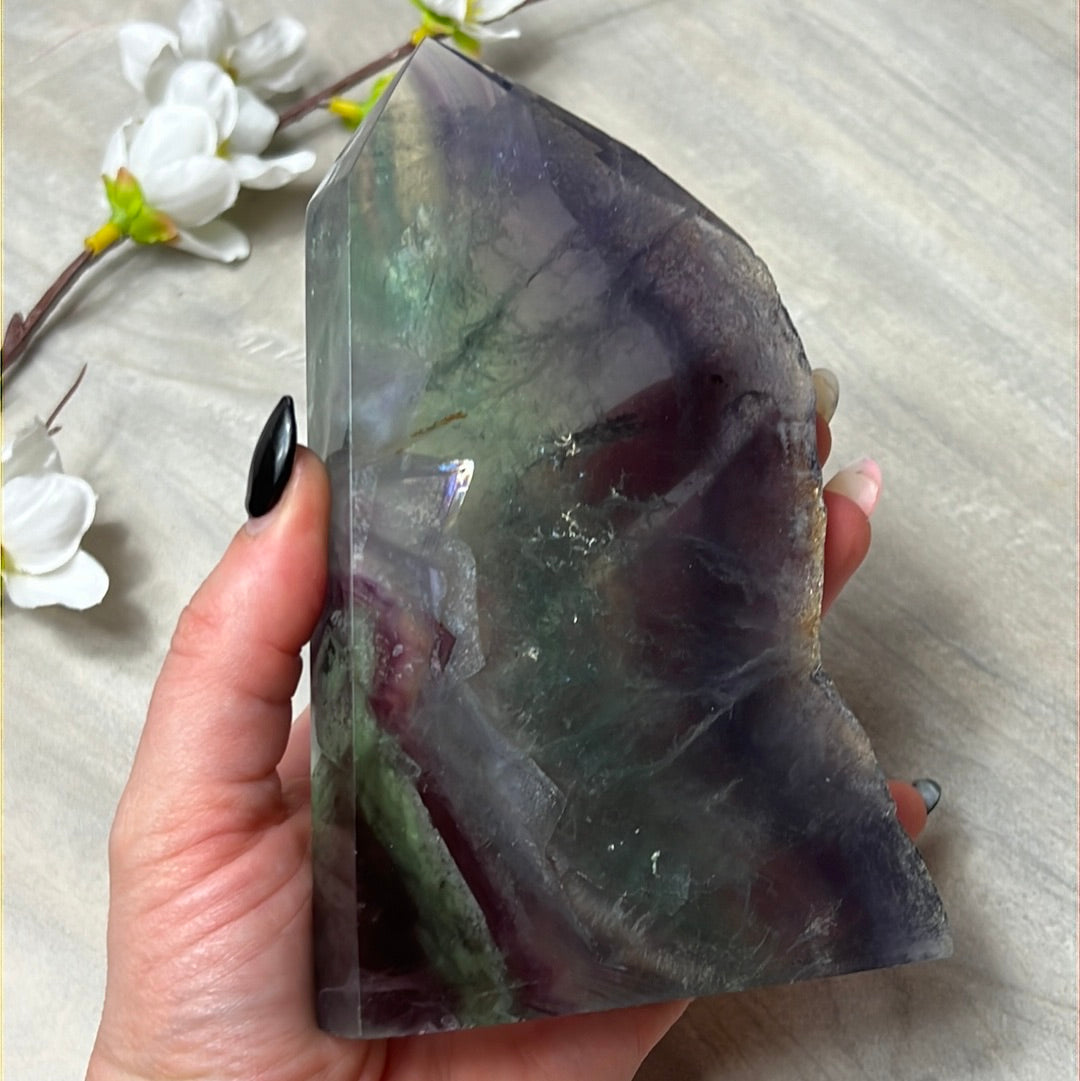 Large Druzy Fluorite Tower Point