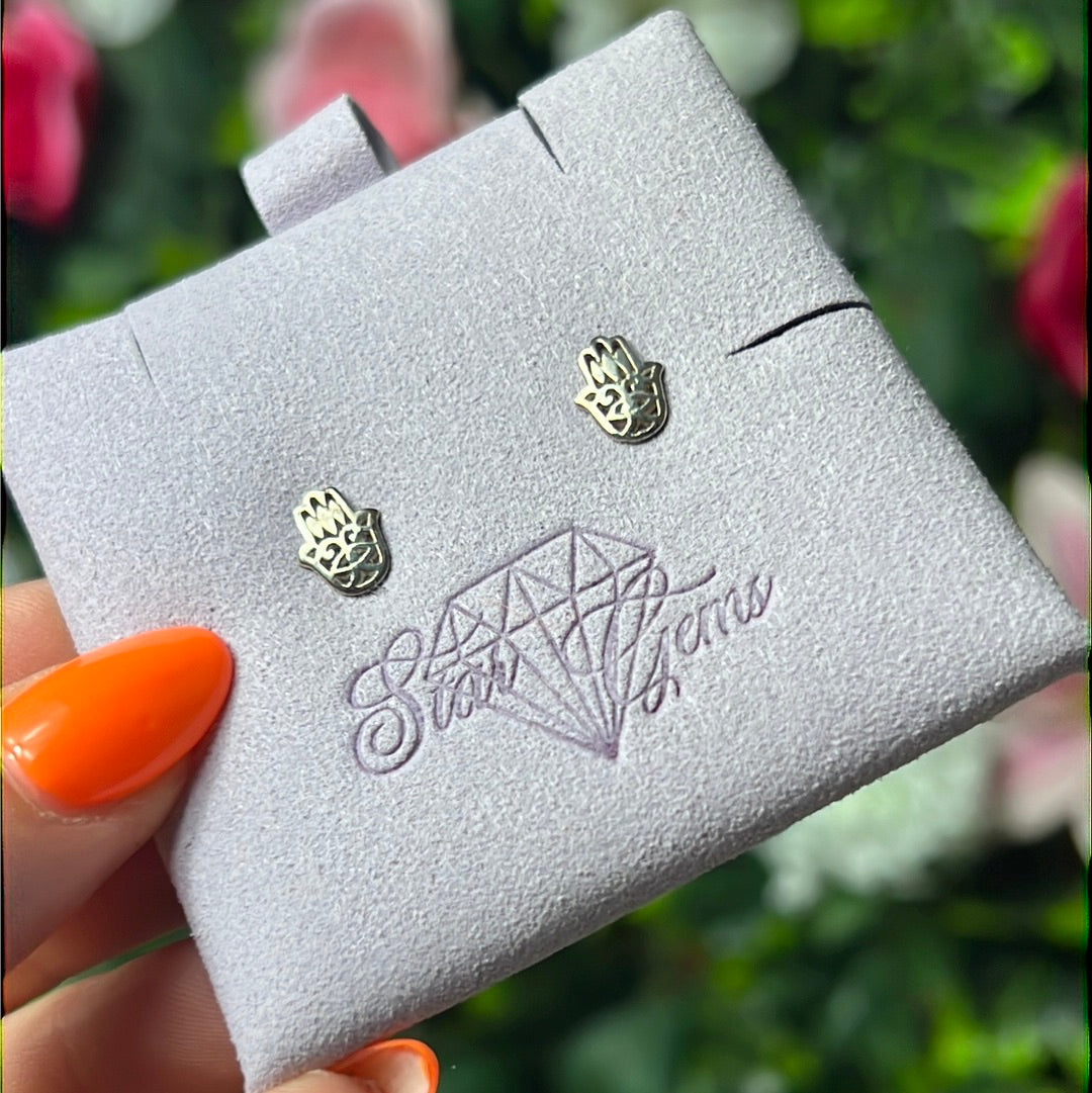 Hamsa Studs Sterling Silver Earrings