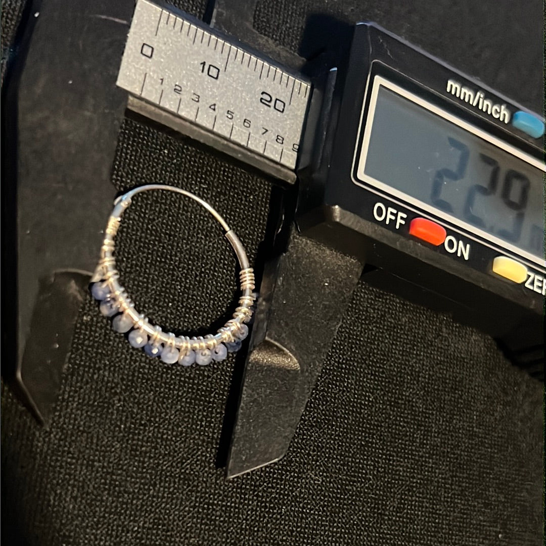 Boho Crystal Hoops Medium Sterling Silver Earrings