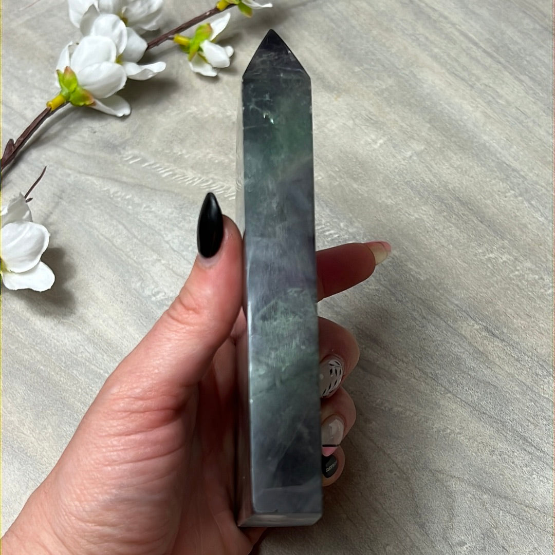 Large Druzy Fluorite Tower Point